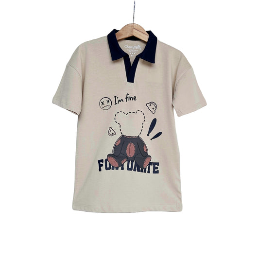 I am fine fortunate oversized Polo shirt