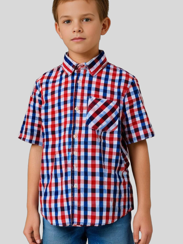 Boys check Red shirt