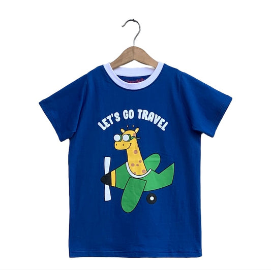 kids Puff print lets go travel T-shirt