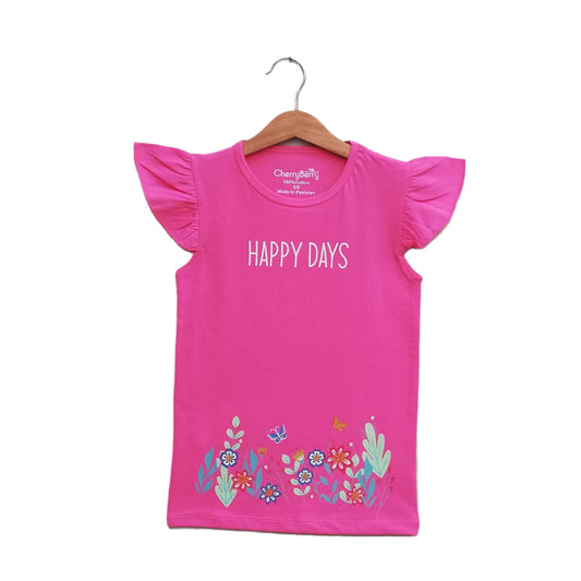 Girls floral printed cotton T-shirt