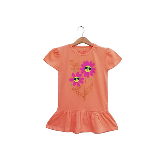 Girls’ short sleeve cotton t-shirt with "My Sister My Bestie" printed text on the front, combining comfort with a heartfelt message