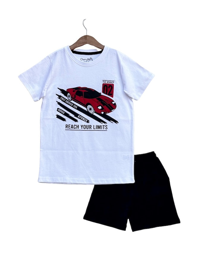 Boys T-shirt Shorts car print Set