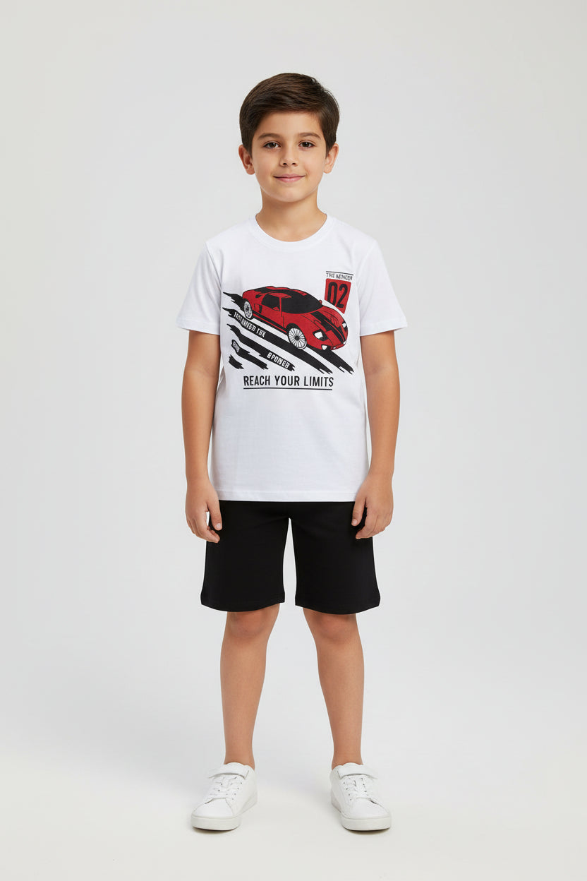 Boys T-shirt Shorts car print Set