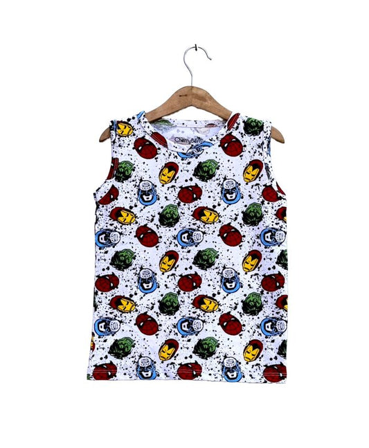 Boys carton allover printed sleeveless T-shirt