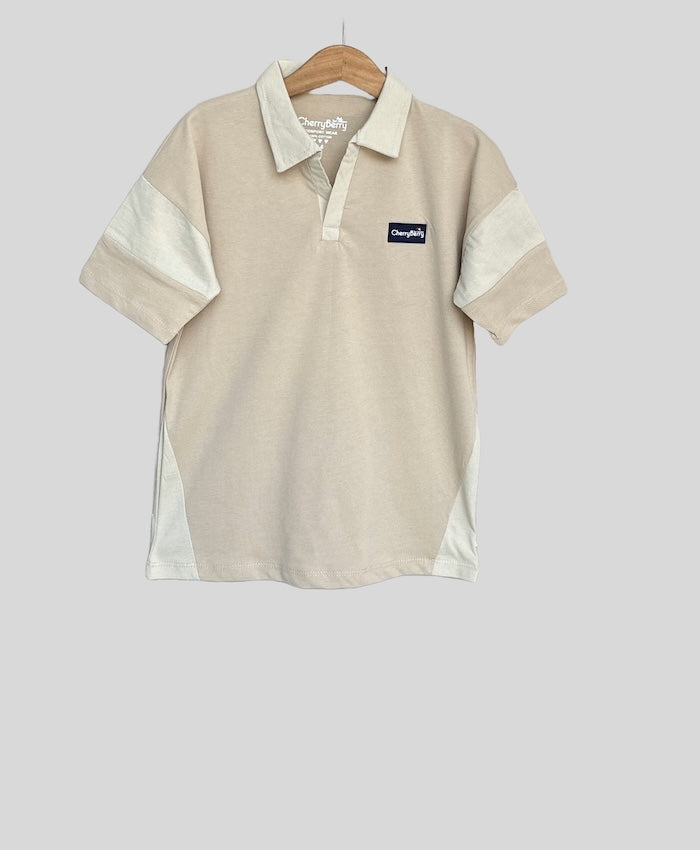 Boys oversized relax fit polo shirt and short set