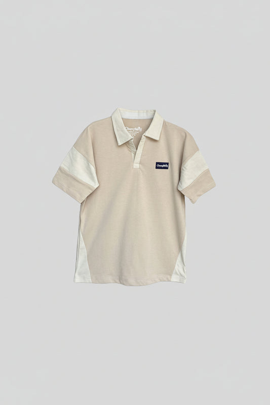 Trendy boys' oversized polo shirt and matching shorts set with a relaxed, fashion-forward fit