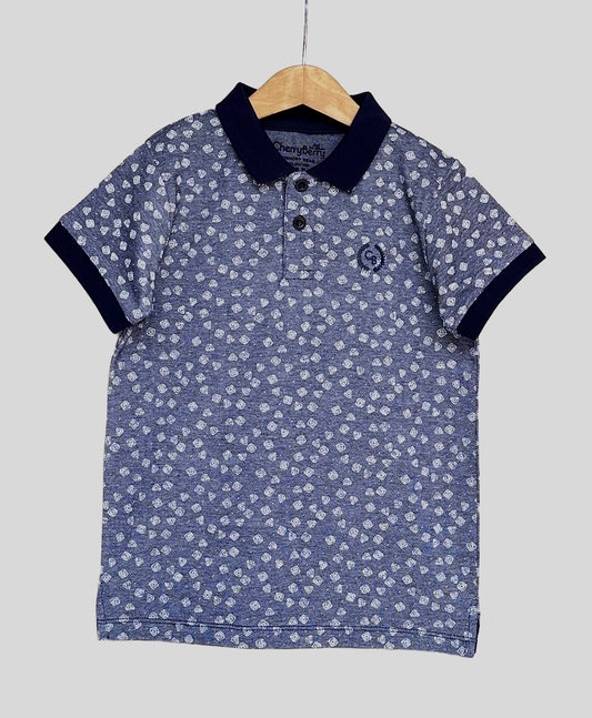 Boys allover printed two tone Polo shirt