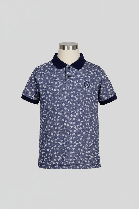 Boys allover printed two tone Polo shirt