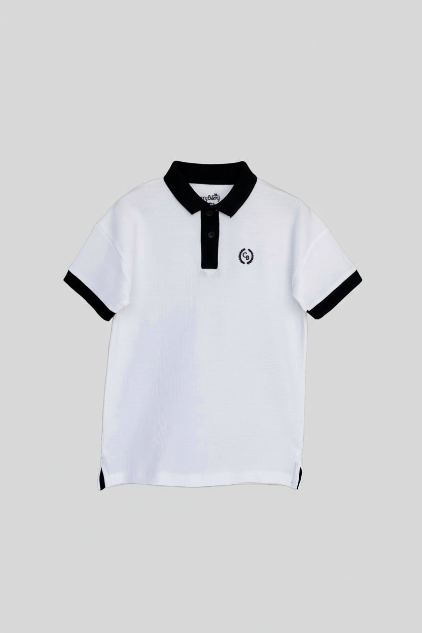 Boys oversized waffle Polo shirt