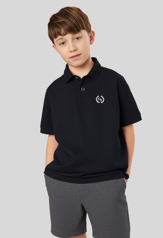 Trendy boys' oversized polo shirt and matching shorts set with a relaxed, fashion-forward fit