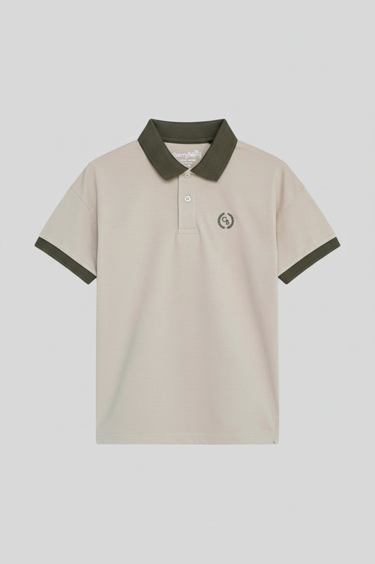 Stylish boys' oversized loose fit polo shirt with drop shoulder design and classic collar