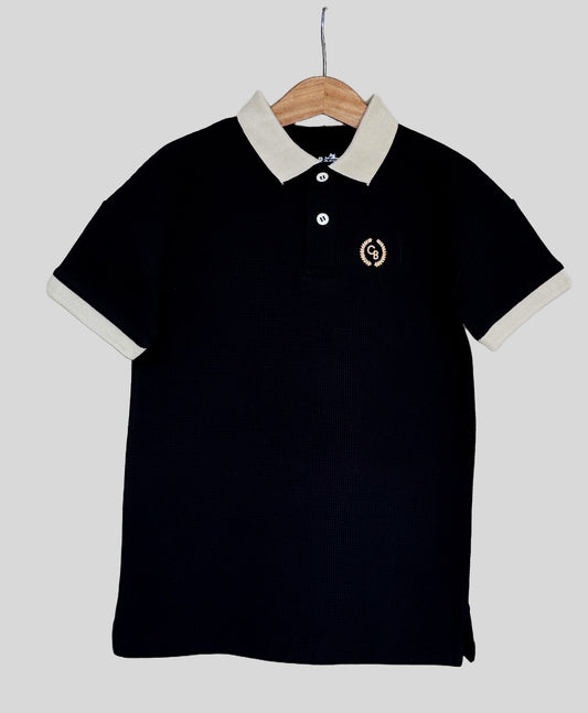 Boys contrast collar drop shoulder polo shirt