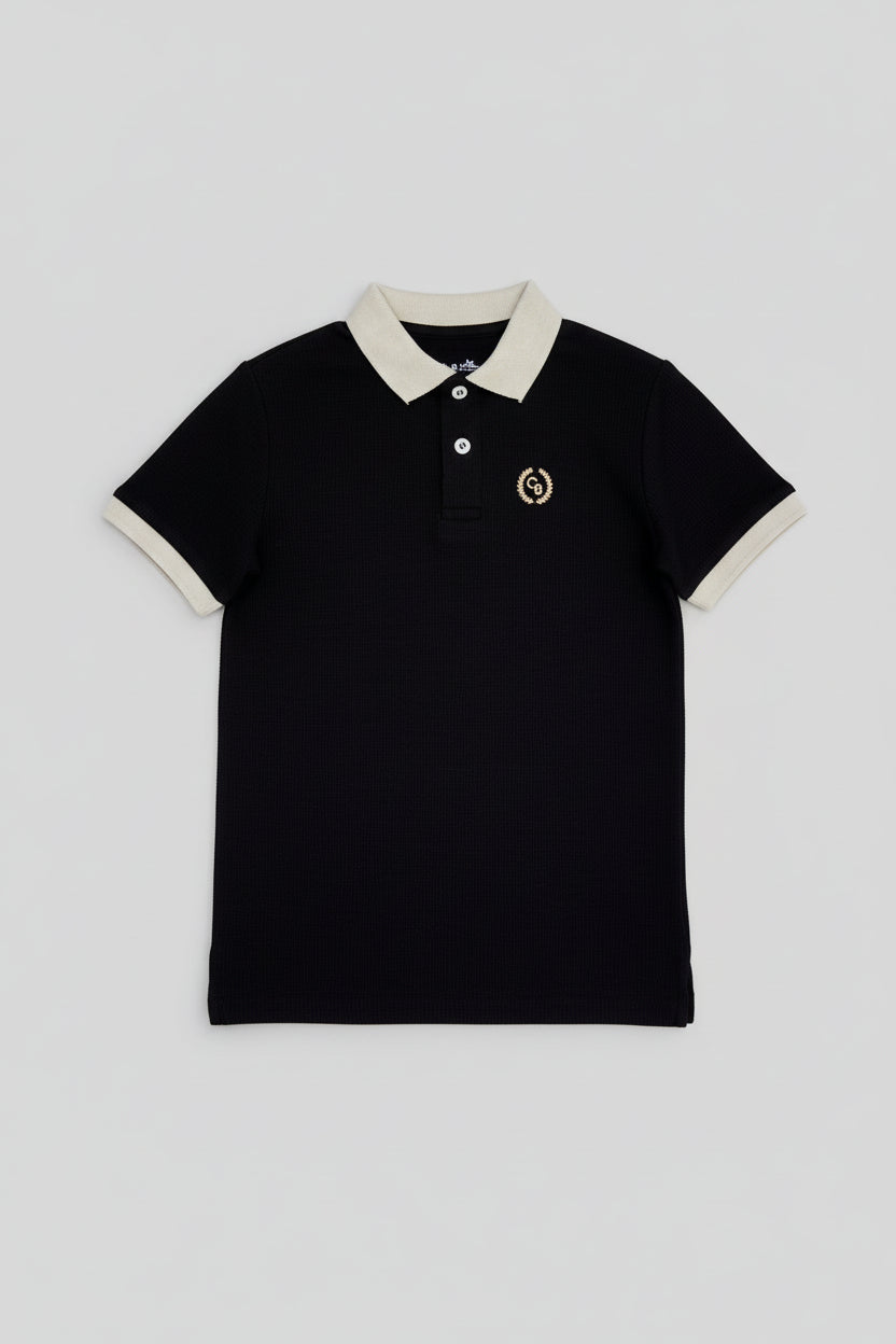 Boys contrast collar drop shoulder polo shirt