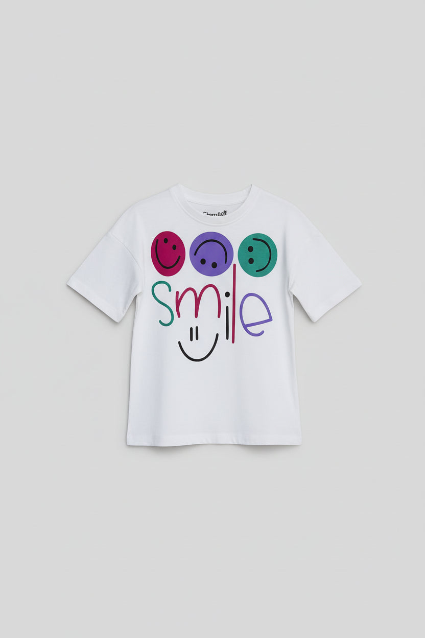 Big smile girl oversized drop shoulder t-shirt