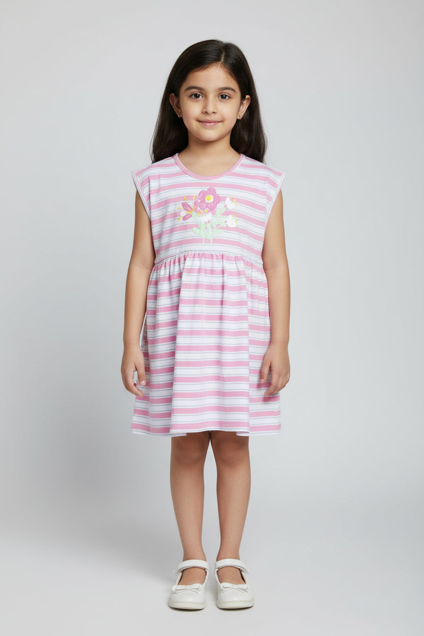 Girls Flared striped printed Top