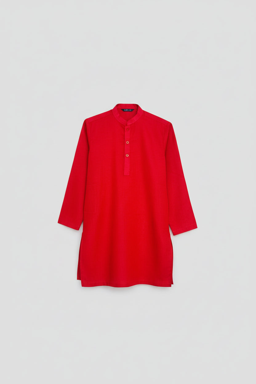 Boys red jacquard Kurta