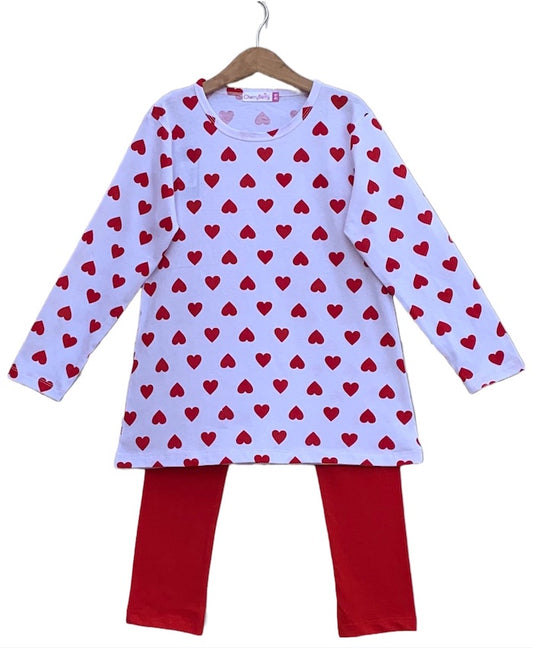Girls allover printed t-shirt and tight set