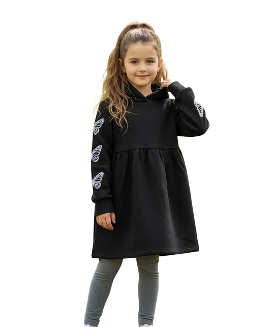 Girls butterfly print sleeves relax fit hoodie