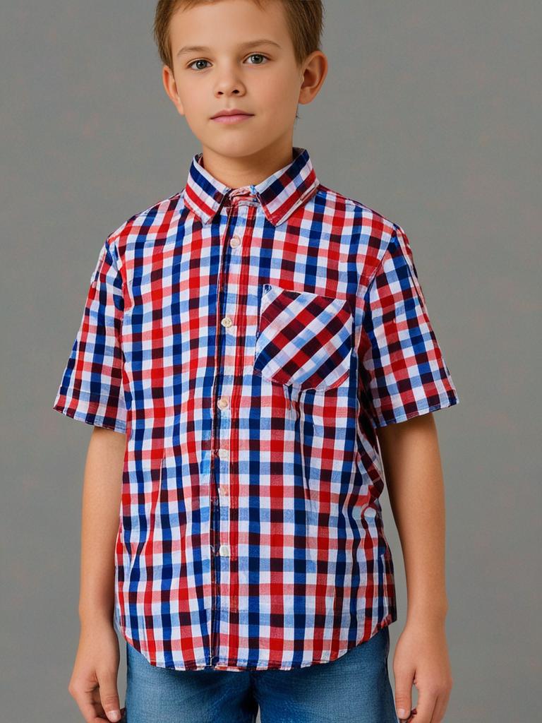 Boys check Red shirt