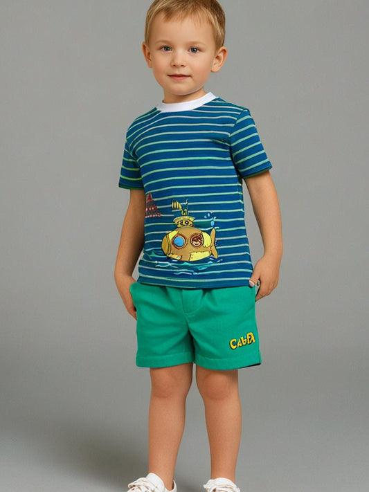 Infants boys striped printed T-shirt