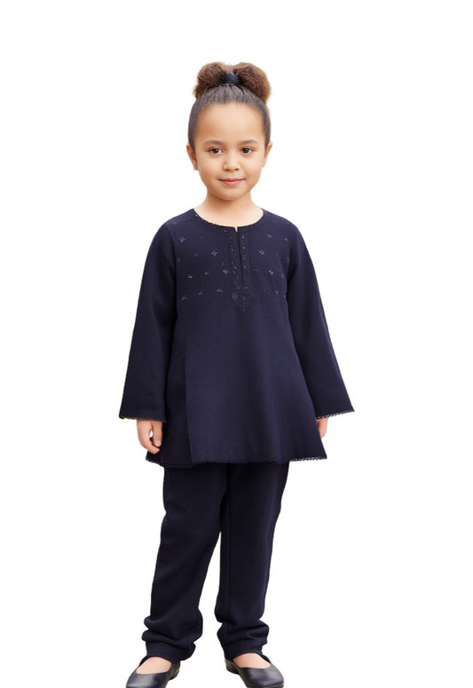 Girls Black emb suit.