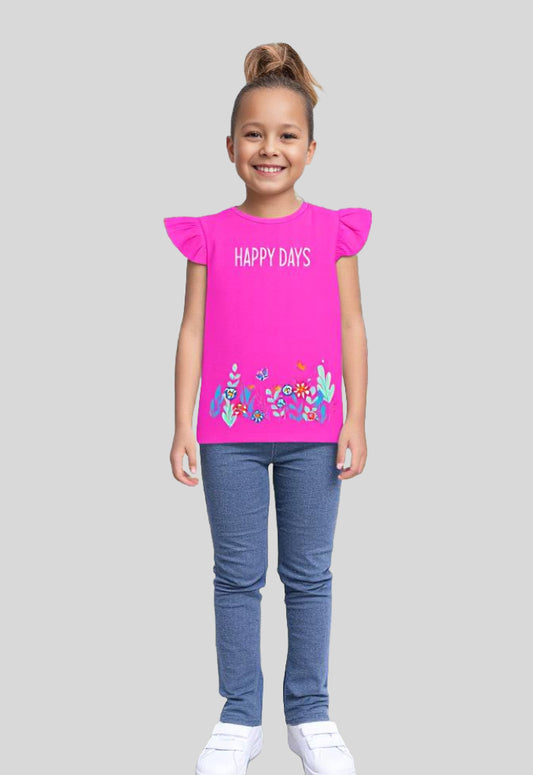 Girls floral printed cotton T-shirt