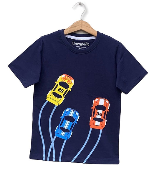 little boy racing cars T-shirt