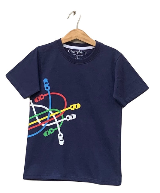 infant car racing print t-shirt