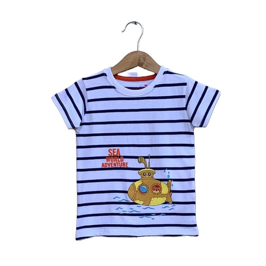 short sleeve striped printed t-shirt