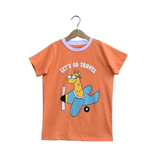 Comfortable boys’ cotton t-shirt featuring a fun "Let’s Go Travel" graphic, perfect for everyday adventure wear