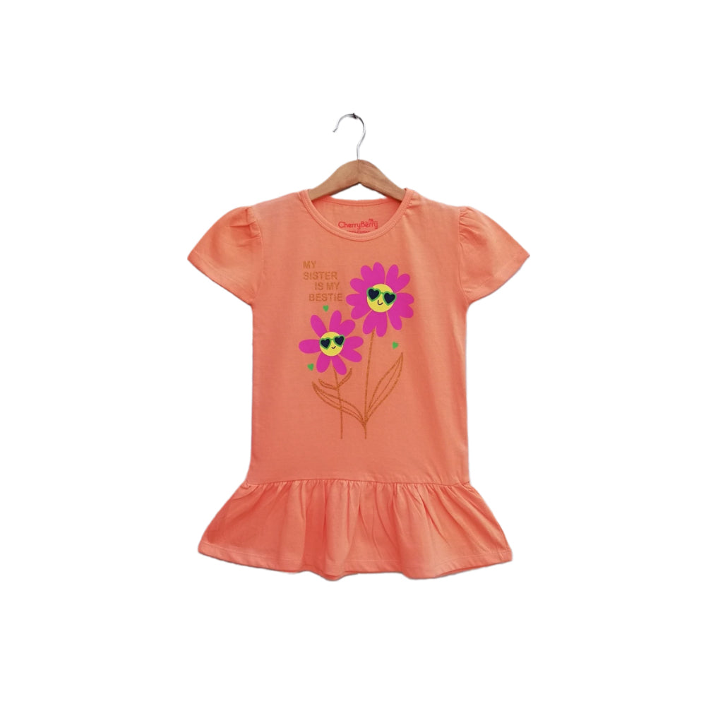 Girls’ cotton t-shirt with "My Sister My Bestie" printed design