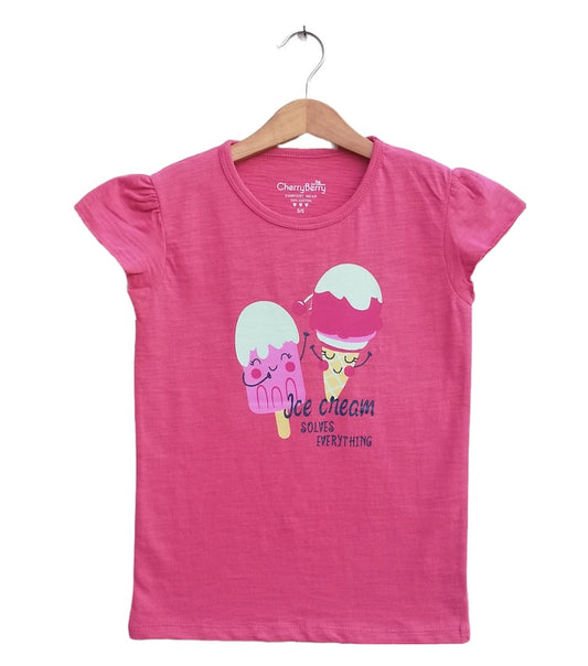 Girls ice cream slub t-shirt