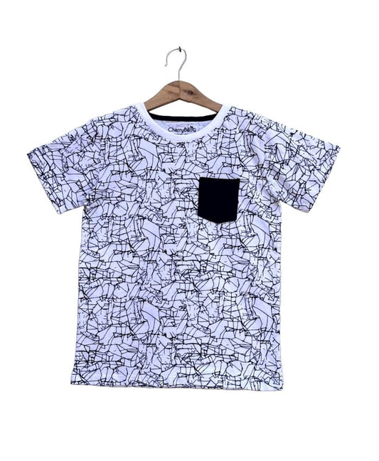 Boys allover printed White T-shirt
