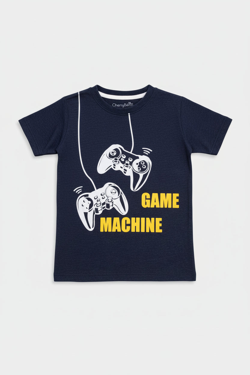 Boys game machine print T-shirt
