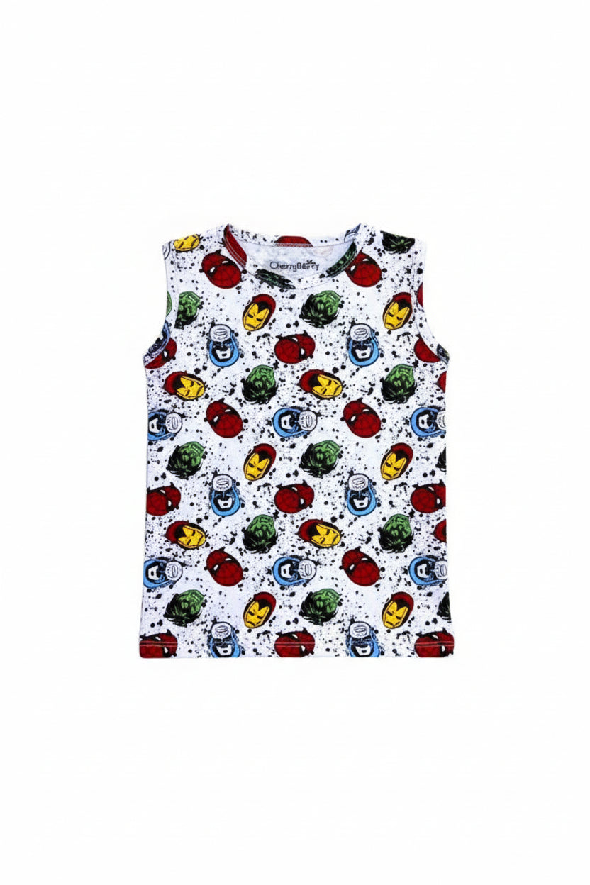 Boys carton allover printed sleeveless T-shirt