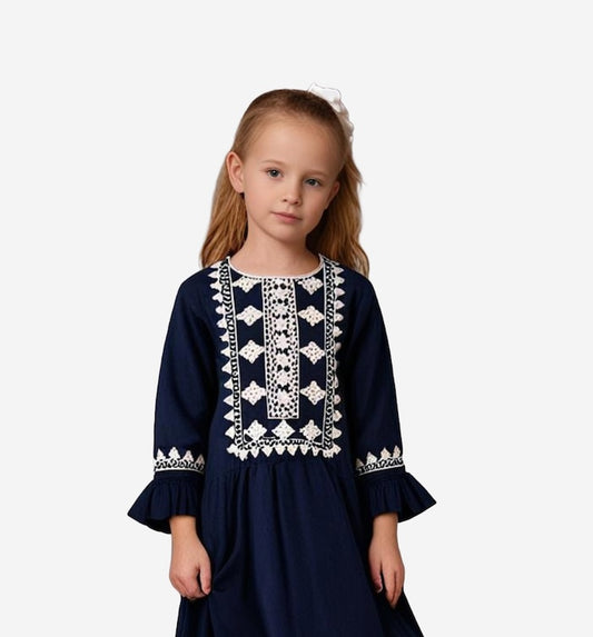 Girls embroidery Blue Dress