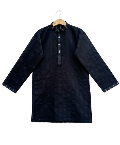 Elegant boys' Eastern black kurta with classic design, perfect for festive or formal occasions