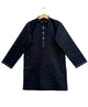 Elegant boys' Eastern black kurta with classic design, perfect for festive or formal occasions