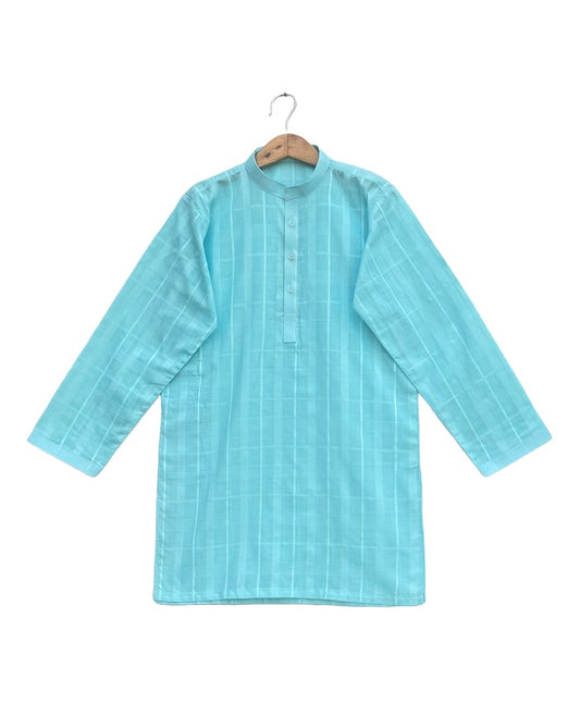 light aqua jacquard cotton kurta