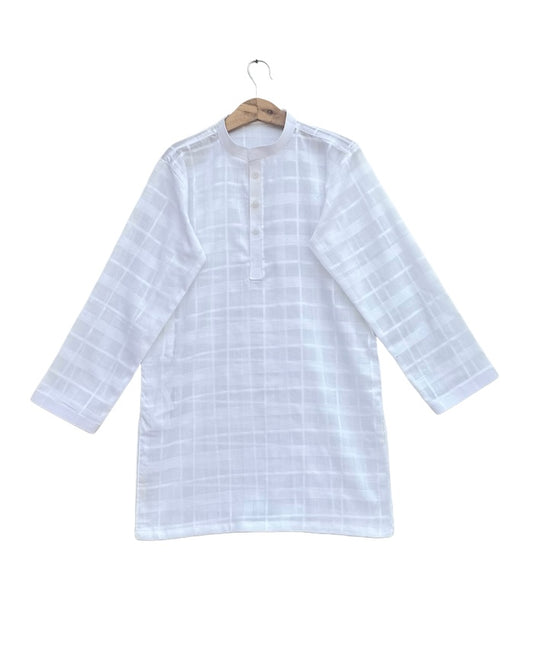 white jacquard design boys kurta