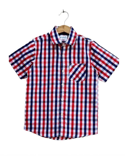 Boys check Red shirt