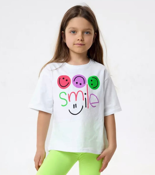 Big smile girl oversized drop shoulder t-shirt