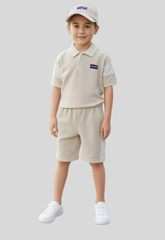 Boys oversized relax fit polo shirt and short set