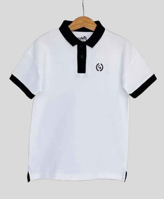 Boys oversized waffle Polo shirt
