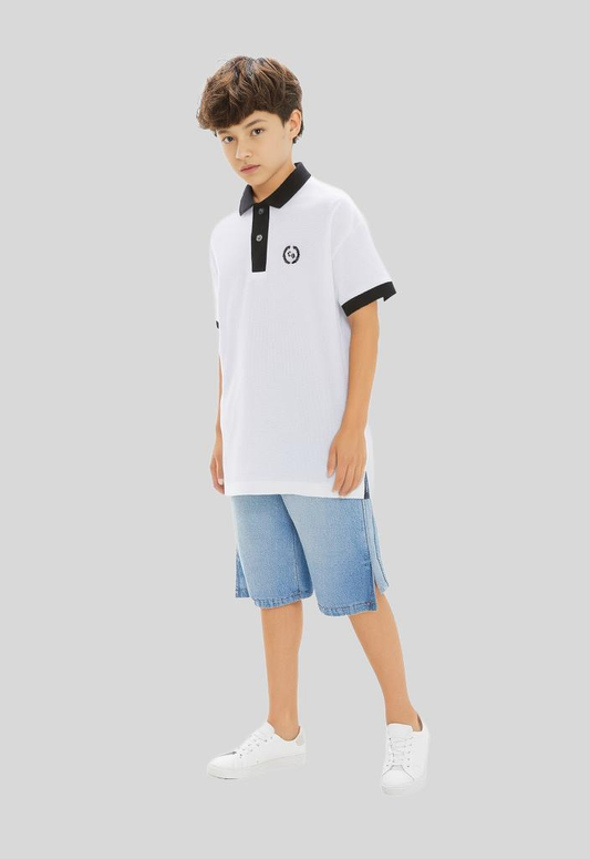 Boys oversized waffle Polo shirt