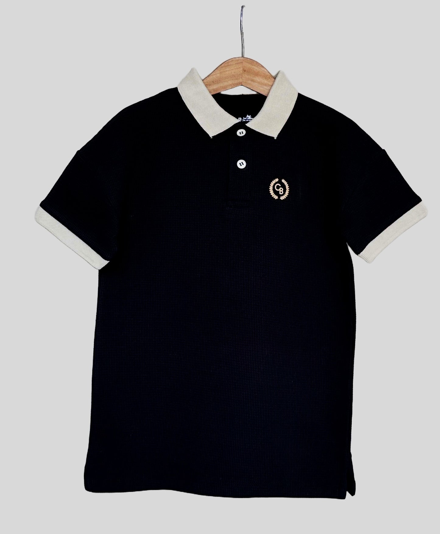 Boys contrast collar drop shoulder polo shirt