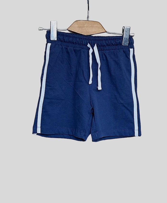 strips navy blue boys short