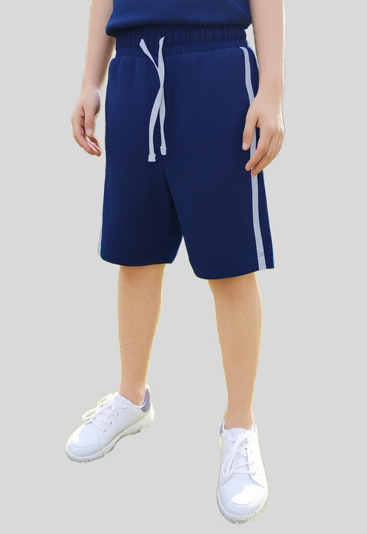 strips navy blue boys short
