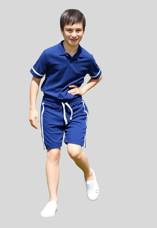 strips navy blue boys short