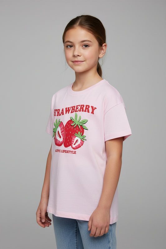 Strawberry drop shoulder T-shirt